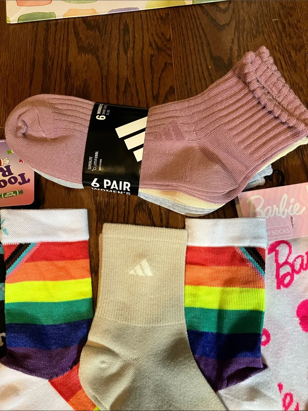Mixed women/kids Character Socks Bundle( Barbie/balega/adidas/race-car/love)